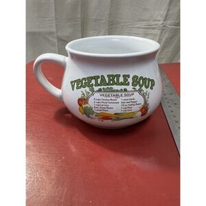 Vintage Dat'l Do It Soup Mug Vegetable Soup Recipe Ceramic Left HandleSoup Bowl